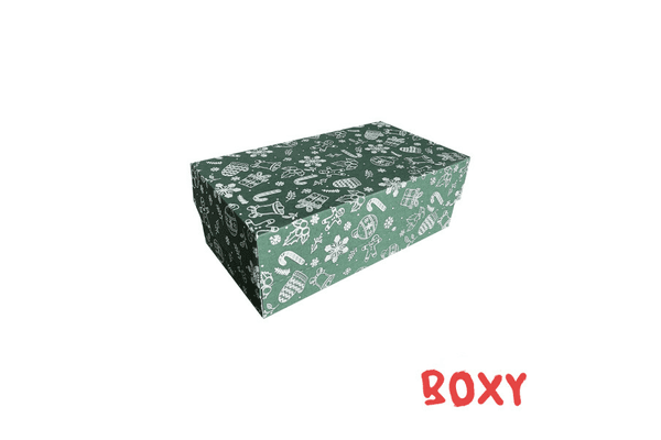 Коробка 318*178*119 мм (новорічний візерунок) зелена (ББ) - NaVolyni.com