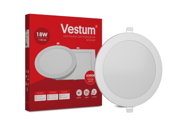 Круглий світлодіодний врізний світильник Vestum 18W 4000K 220V 1-VS-5105 - NaVolyni.com