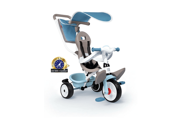 Дитячий металевий велосипед з козирком, багажником та сумкою, блакитний, 66х49х100 см, 10 міс.+ - NaVolyni.com