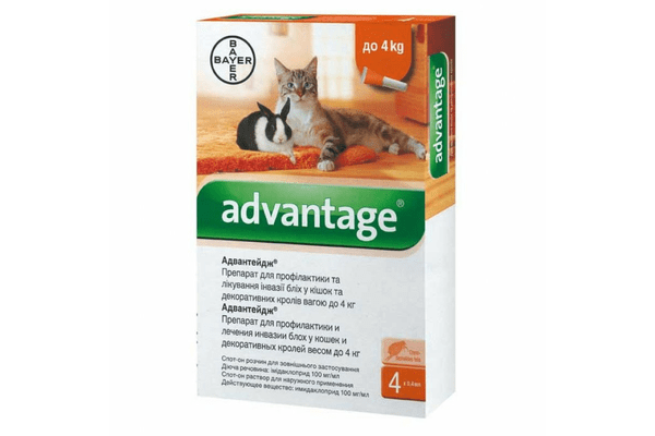 Bayer Advantage 40 - капли Байер Адвантейдж от блох для кроликов, котят и кошек до 4 кг - NaVolyni.com
