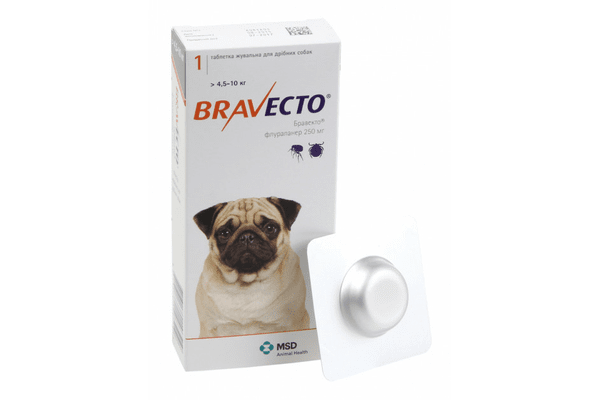 Таблетка от блох и клещей Бравекто Bravecto для собак 4,5-10 кг - NaVolyni.com