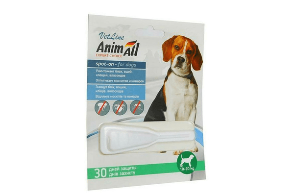 Капли AnimAll VetLine Spot-On от блох и клещей для собак весом 10-20 кг - NaVolyni.com