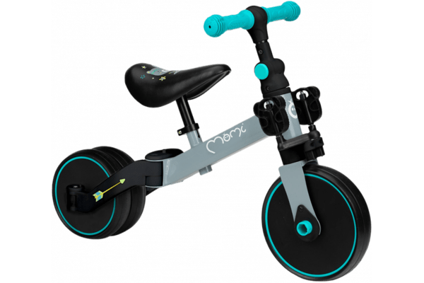 Дитячий біговел-велосипед MoMi LORIS 4в1 (колір – grey-turquoise) - NaVolyni.com