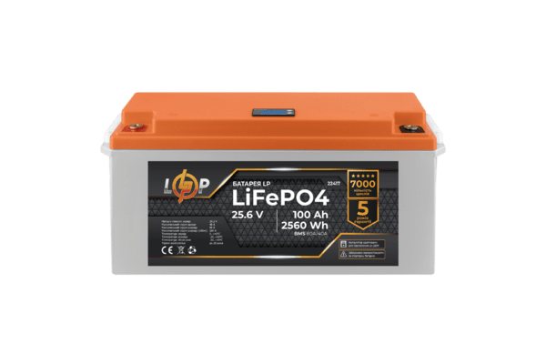 Акумулятор LP LiFePO4 24V (25,6V) - 100 Ah (2560Wh) (BMS 80/40А) пластик LCD для ДБЖ - NaVolyni.com