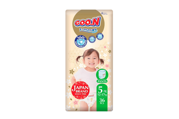 Трусики-підгузки GOO.N Premium Soft для дітей 12-17 кг (розмір 5(XL), унісекс, 36 шт) - NaVolyni.com