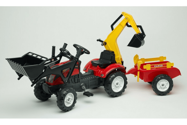 Дитячий трактор на педалях із причепом, переднім і заднім ковшем Falk 2051CN RANCH - NaVolyni.com