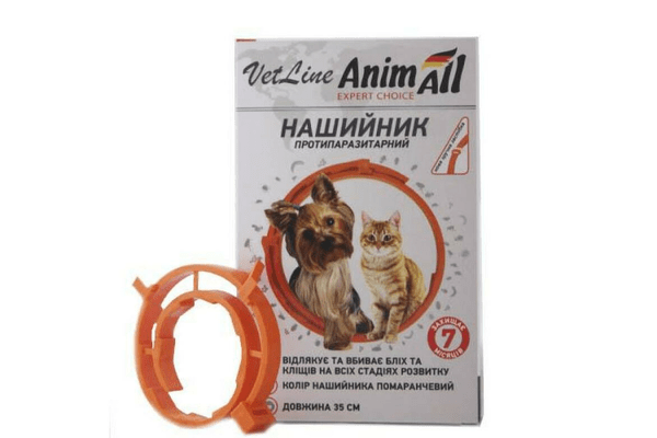 Ошейник противопаразитный AnimАll VetLine для кошек и собак, оранжевый, 35 см - NaVolyni.com