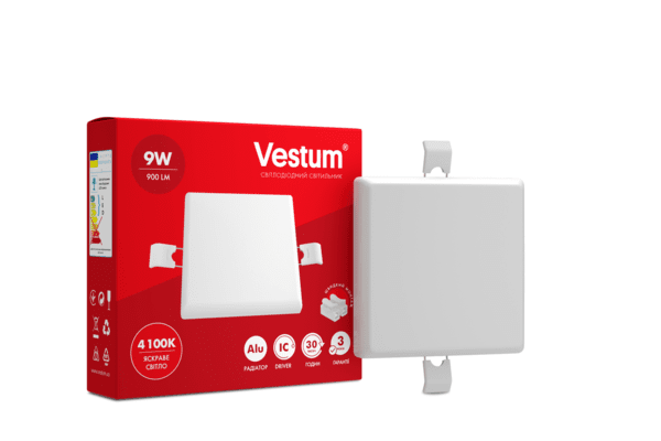 Акцiя! Квадратний світлодіодний врізний світильник "без рамки" Vestum 9W 4100K 1-VS-5602 - NaVolyni.com