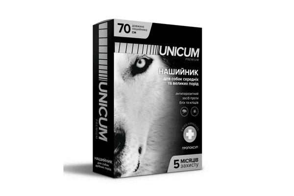 Нашийник Unicum від кліщів і бліх для собак і цуценят з 6-ти тижневого віку, 70 см - NaVolyni.com